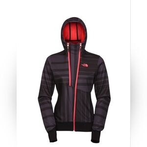 The North Face × Roxy Cipher Hybrid Hoodie Women’s L Black Red Zip Fleece Jacket
